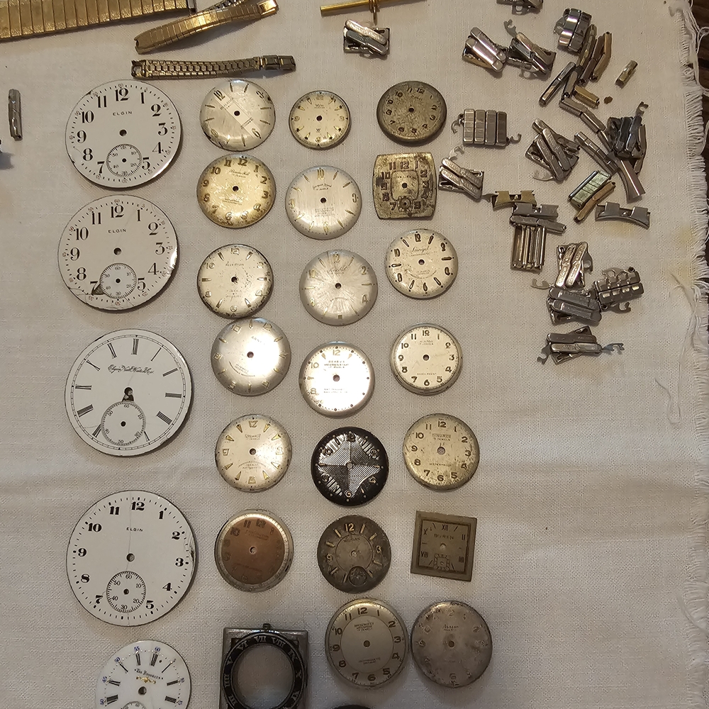 Vintage Watch Dials and Parts Lot - Silver & Gold Tones 1 1/2 Lbs